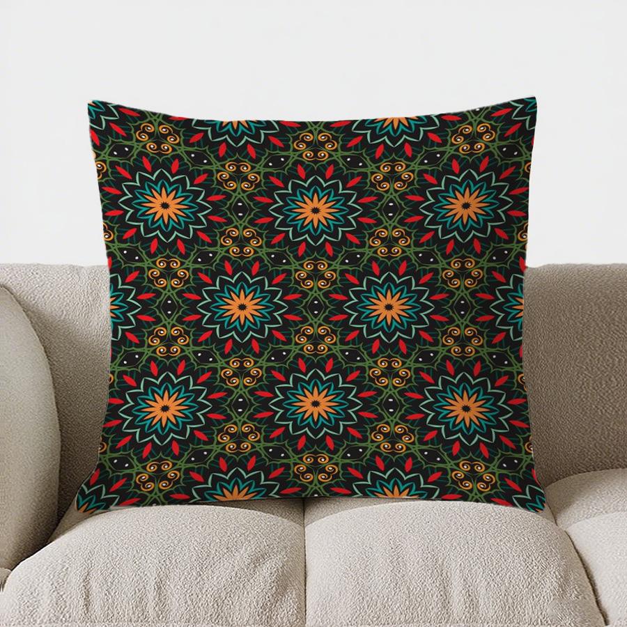 Colorful Floral Pattern Double-sided Printed Pillow Cover Short Plush Suitable Living Rooms Bedrooms Sofas Throw Cushion Cover