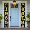 2pcs 60th Birthday Decor Black Gold Banner,Cheers To 60 Years Vintage Door Sign for Porch, Men/Women Anniversary Party Supplies Indoor Outdoor