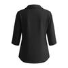 Women 3/4 Sleeve Blouse Loose Fit Button Down Shirt Casual Plain Lapel Collar Top
