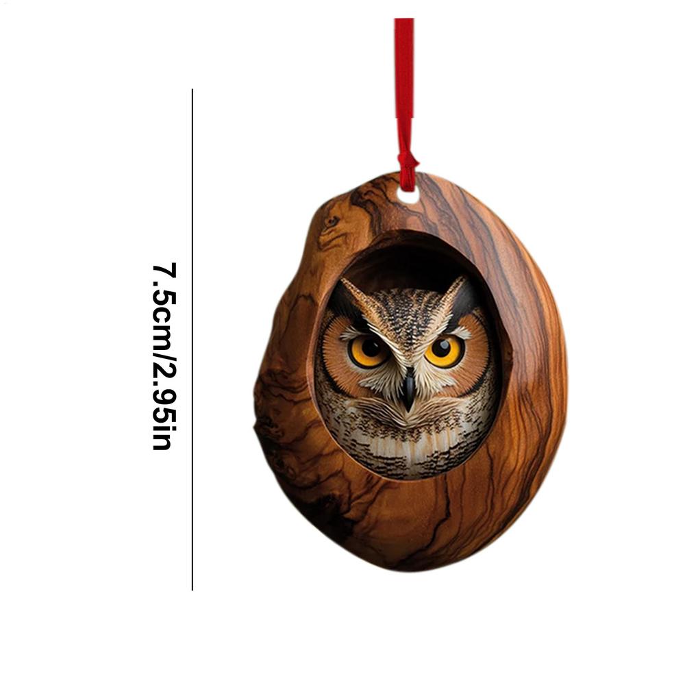 2D Flat Acrylic Raccoon Tree Pendant Christmas Tree Animal Pattern Acrylic Ornament Living Room Bedroom Garden Seasonal Decor