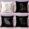 Luxury Drake O-O-Ovo O-Owls Cushion Cover Plush Fabric Soft Double-Sided Printed Sofa Pillow Case Colorfast Home Decor Gift