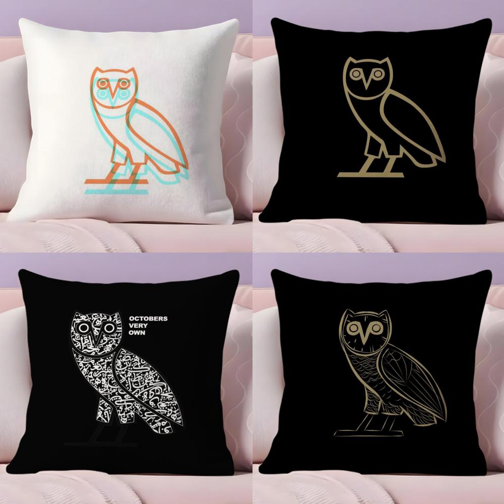 Luxury Drake O-O-Ovo O-Owls Cushion Cover Plush Fabric Soft Double-Sided Printed Sofa Pillow Case Colorfast Home Decor Gift