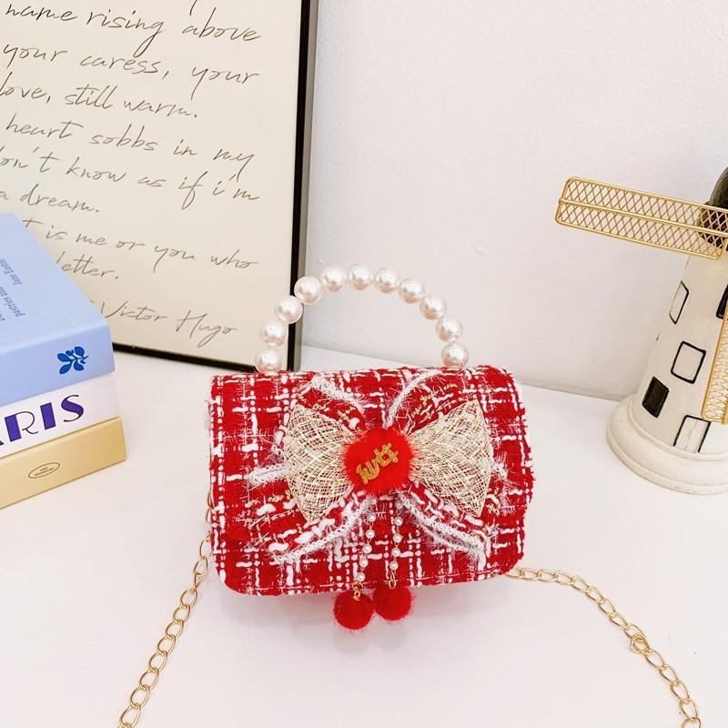 Red Ruffled Fun Bow Purse For Girls With Cozy Polyester Interior And Playful Appeal For Any Occasion