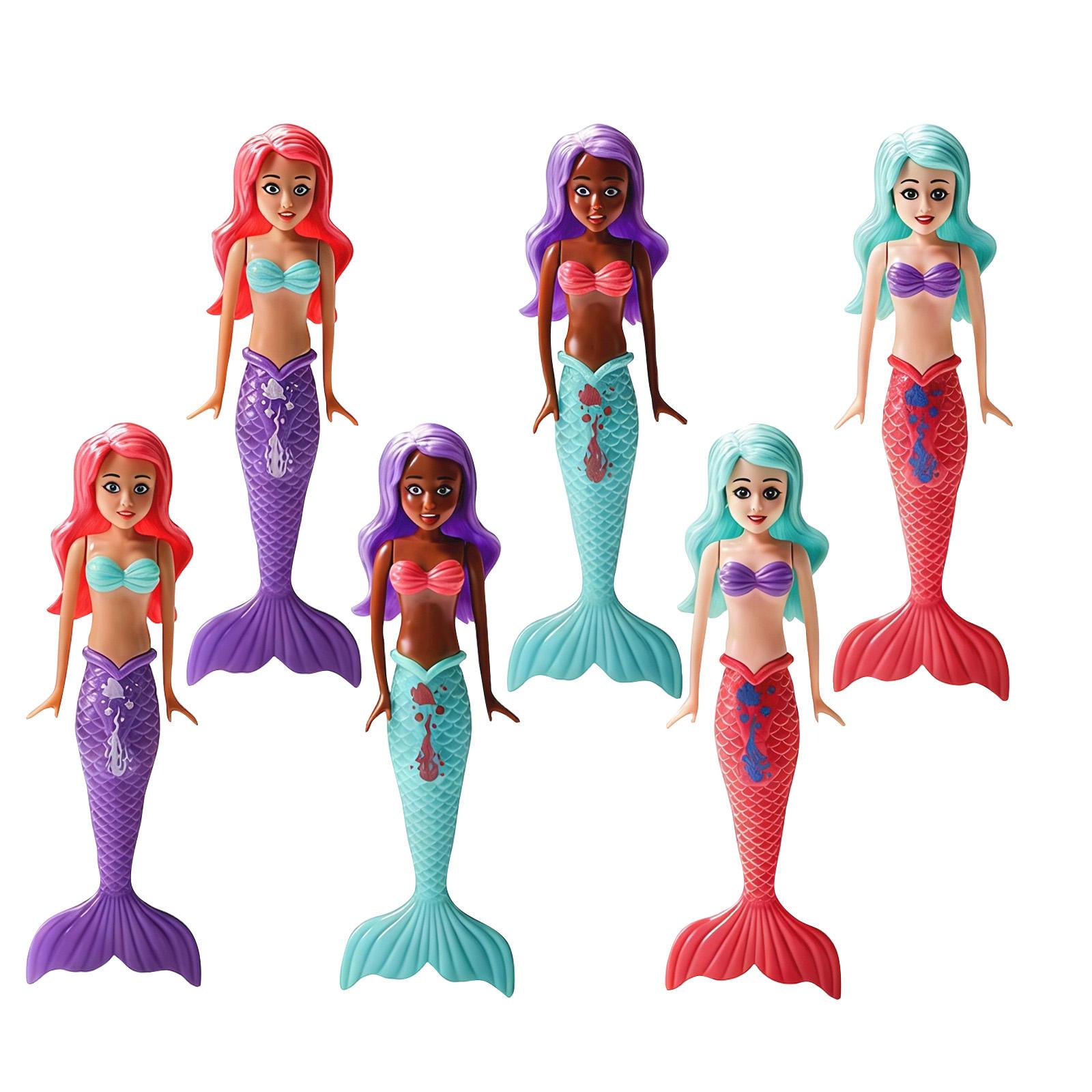 6-Piece Set Of Children S Water Play Mermaid Toys, Fun Water Play Toys, Rotating Mermaid One Size