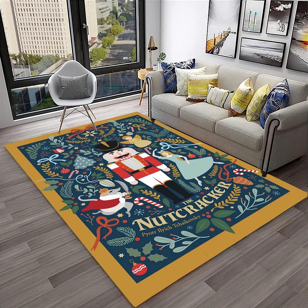 3D Nutcracker Christmas Tree Cartoon Carpet Rug for Home Living Room Bedroom Sofa Playroom Doormat Decor,kids Non-slip Floor Mat