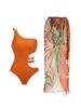 2025 Women's Beaded One-Shoulder Slimming Swimsuit: Tummy-Covering Bikini & Sun Protection Gauze Skirt