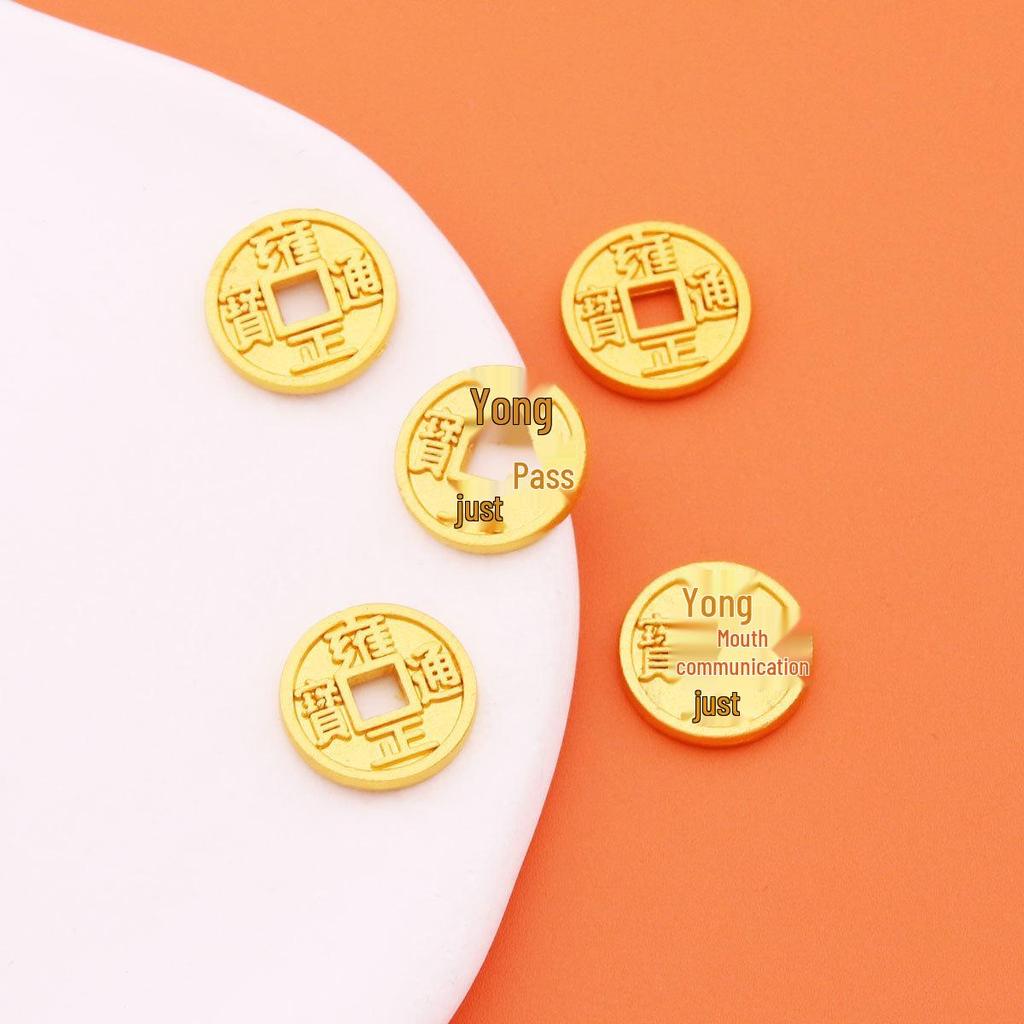Matte Gold DIY Five Emperors Copper Coins Jewelry: God of Wealth Bracelet, Necklace, and Pendant Accessories