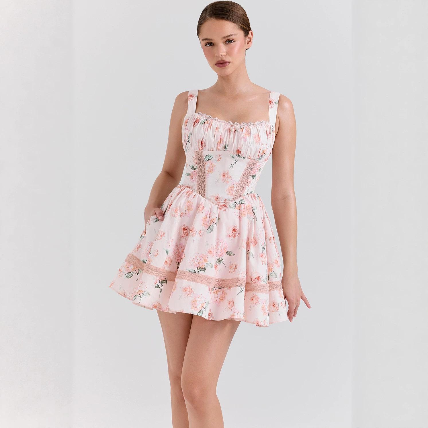 Large size women s clothing European and American 2026 Guangzhou floral skirt design sense niche high-end printed summer dress S