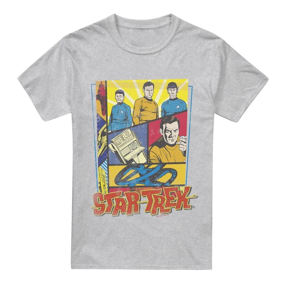 Футболка с винтажным коллажем Star Trek S-5XL, Спортивный Хизер S