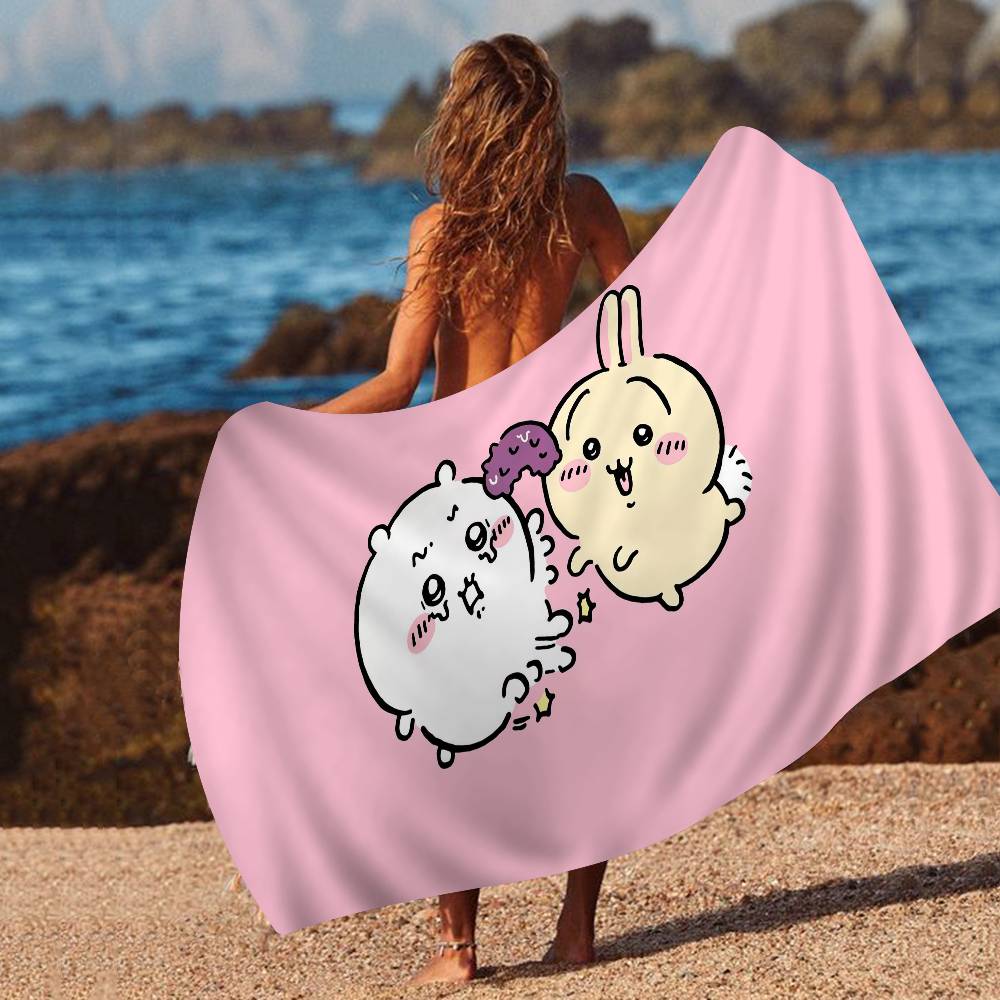 Cartoon C-Chiikawas Beach Towel Colorful Bath Towels for Girl Microfiber Quick Dry Custom Sand Free Beach Yoga Spa Gym Pool
