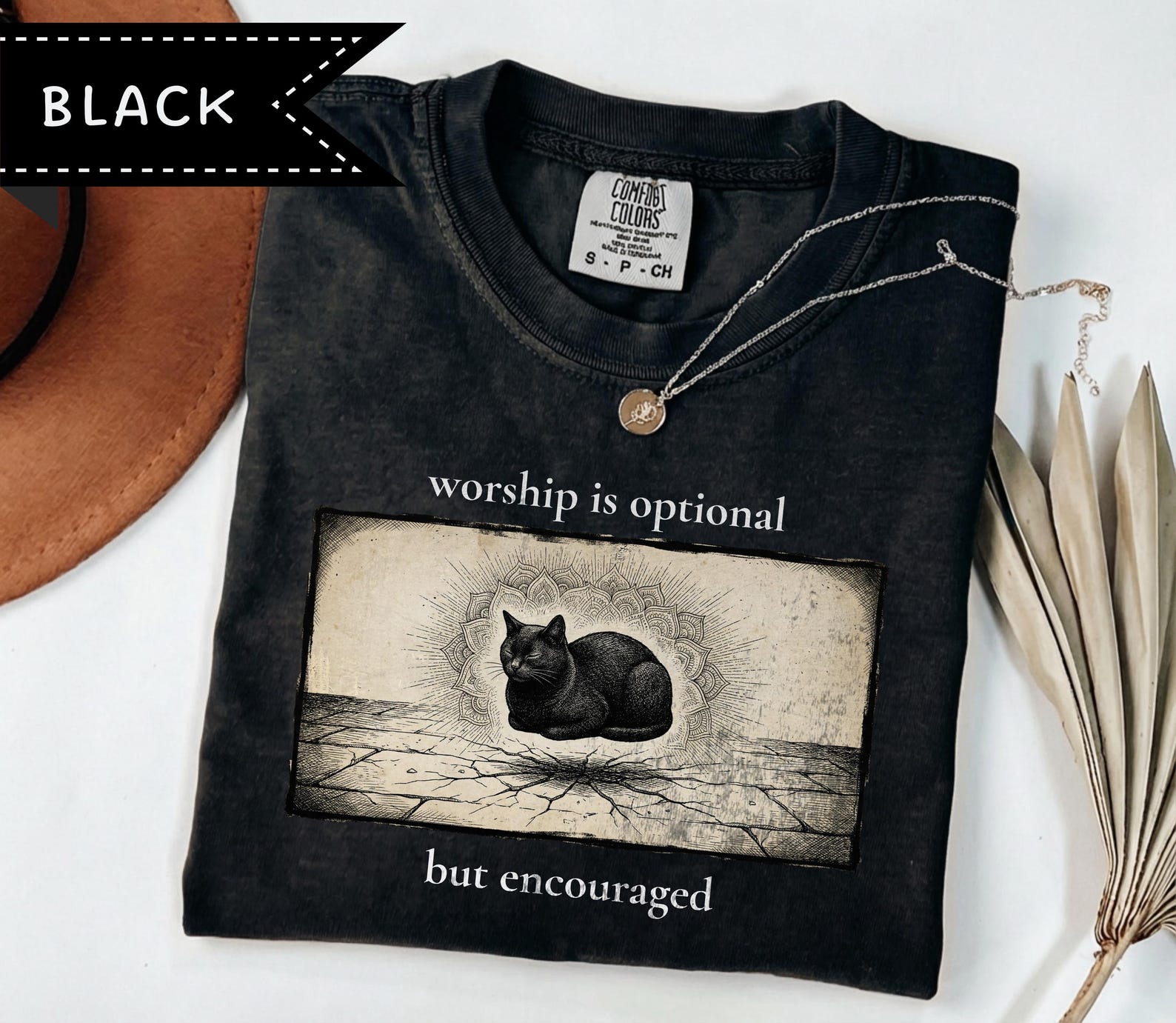 Philosophical Cat T-Shirt, Worship is Optional, Philosophical Humor, Grunge Style S