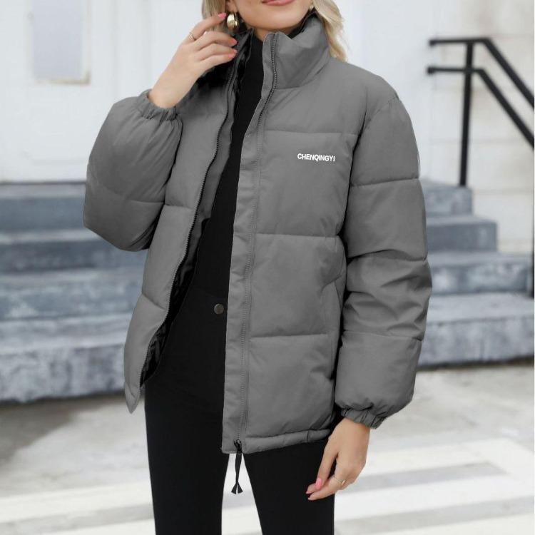 Women Winter Warm Down Jacket Casual Fashion Stand Collar Zipper Up Soft Comfortable Thicken Loose Short Puffer Coat Female Outwear
