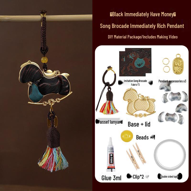 Handmade Year of the Horse Brocade Keychain Ornament