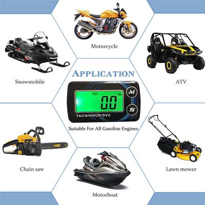 Tach Hour Meter Motorcycle Meter Digital Tachometer Engine Resettable Maintenace Alert RPM Counter for Chainsaws Boats ATV