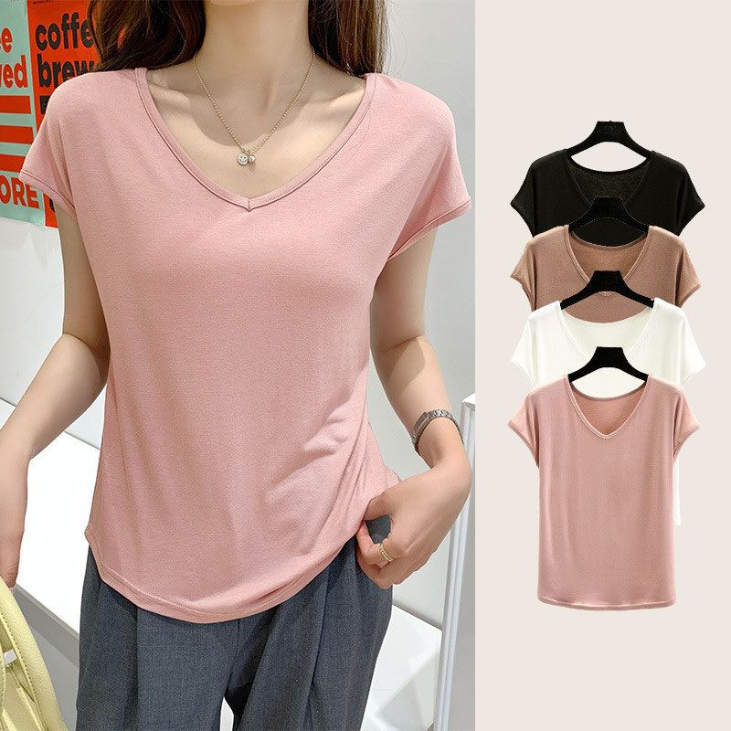 Ärmellose Dünne Übergröße Street Casual Tops T-Shirts Sommer Neu Einfarbig V-Ausschnitt Mode T-Shirts Vintage Harajuku Trend Damenbekleidung