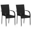 vidaXL Stapelbare Gartenstühle 2 Stk. Poly Rattan Schwarz
