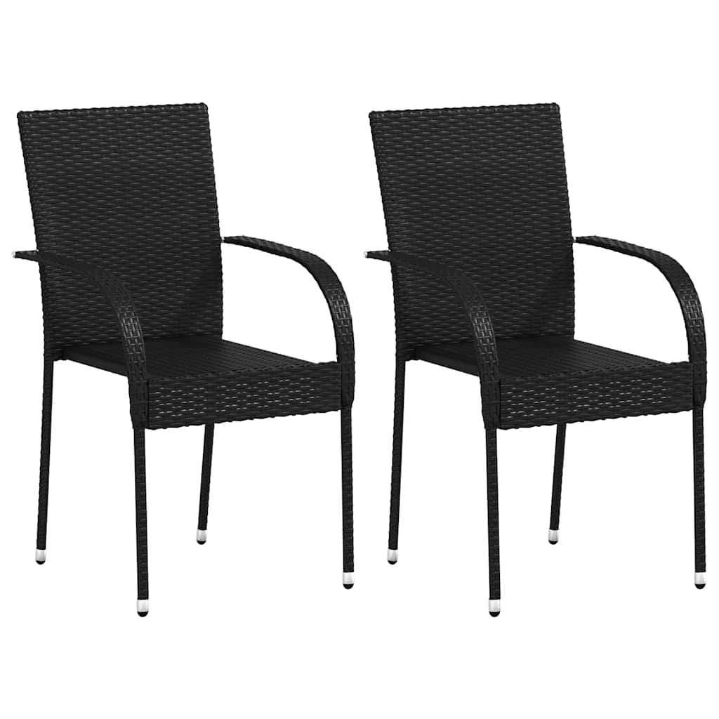 vidaXL Stapelbare Gartenstühle 2 Stk. Poly Rattan Schwarz
