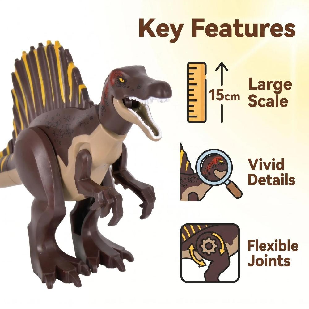 Jurassic Large Spinosaurus Dinosaur World Building Block Figure Movable Joint Prehistoric Animal Model Educational Assemble Toy