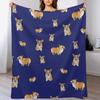 Corgi Dog Pattern Blue Background Throw Blanket Versatile Cozy Throw Blanket for All Occasions