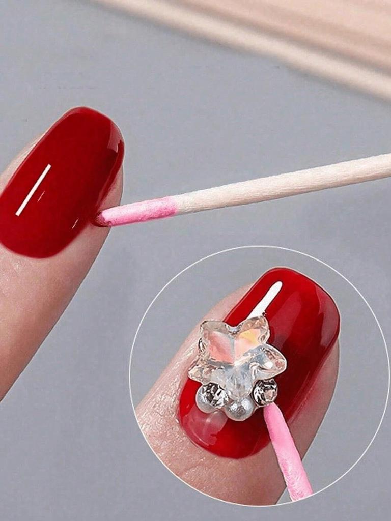 100PCS Double Headed Nail Polish Wiping Wooden Stick ,Small Tip Double Head Tattooed Eyebrows Beauty Makeup Tools For Wiping, About 100Pcs/Pack