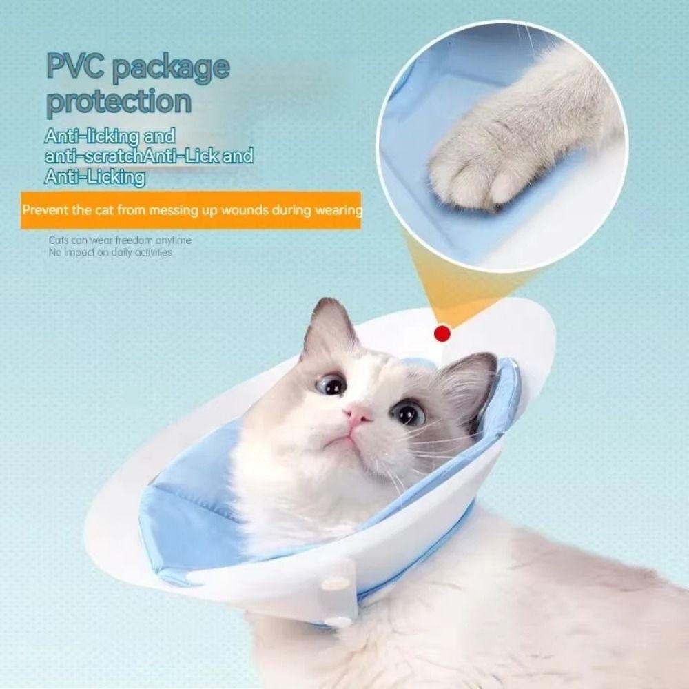 Double-layer PVC Cat Elizabeth Circle Adjustable Kitten Neck Cone Thin Wound Recovery Headband  Dog
