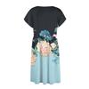 Women's Round Neck Summer Fly Sleeve Casual Printed Loose Button Pocket Midi Dresses
