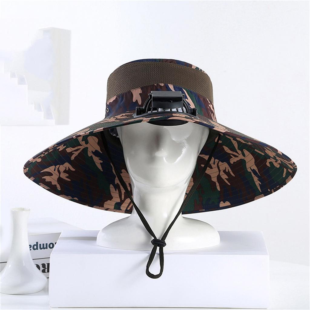 Outdoor Mountaineering Fishing Sun Hat With Large Solar Fan