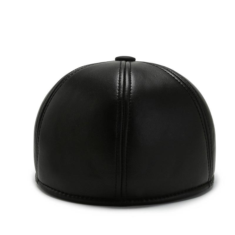 Cap Men's Autumn and Winter Baseball Cap Leather Cap Forward Cap Cold Warm Ear Protector Hat