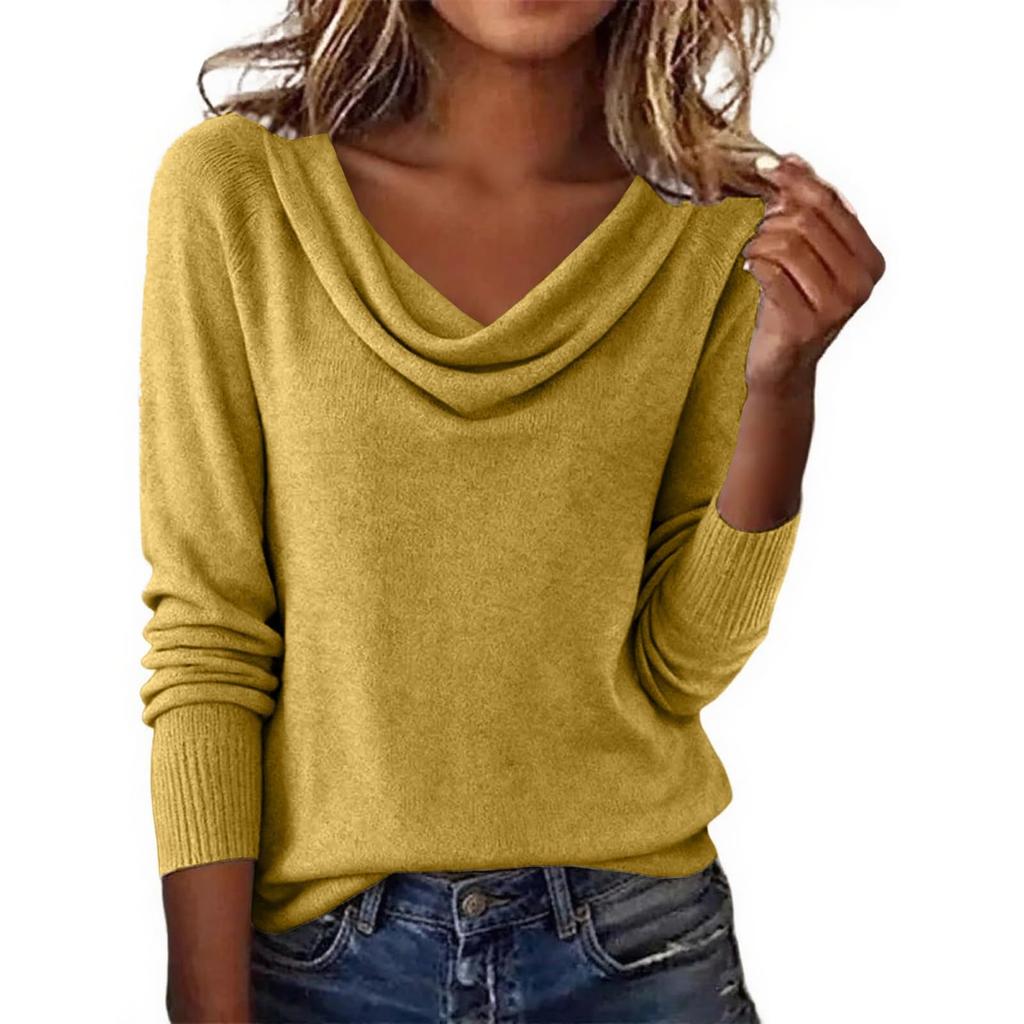 Women's Casual Cowl Neck Long Sleeve Color Sweater