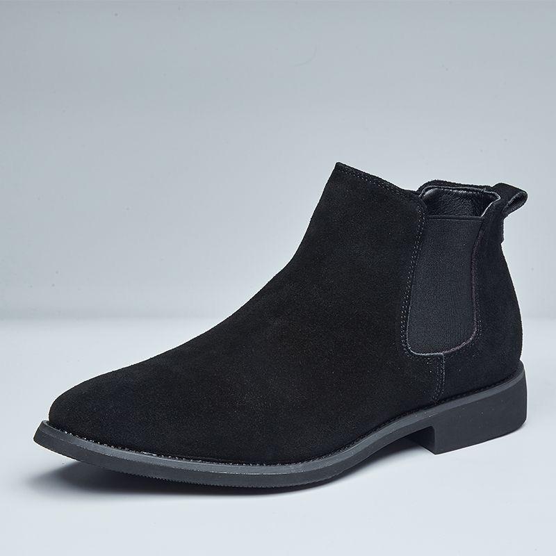 

Трендовые ботильоны челси из британской замши 2025 года - Мартин-стайл с острым носком для осени/зимы Size 39