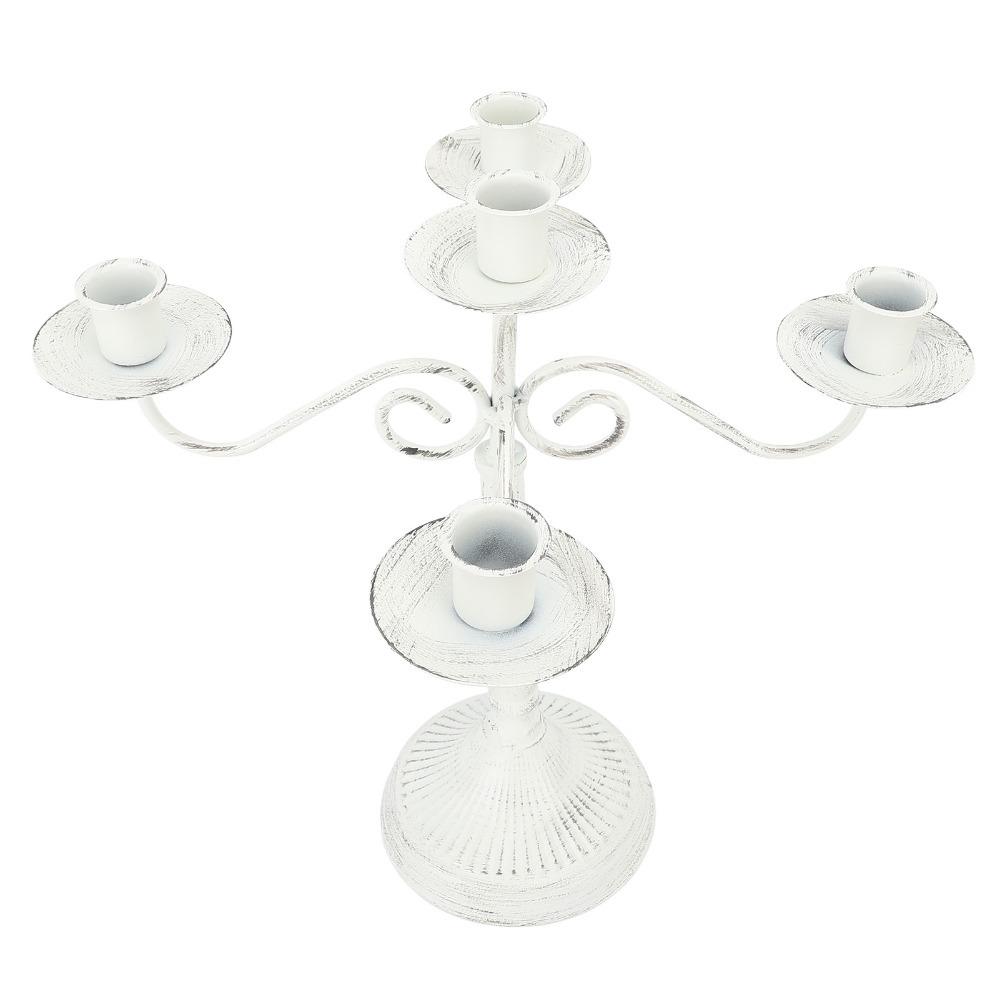 White Pillar Candle Holder Cast Iron Candlestick Holder Decorative Candle Stand  Dining Table