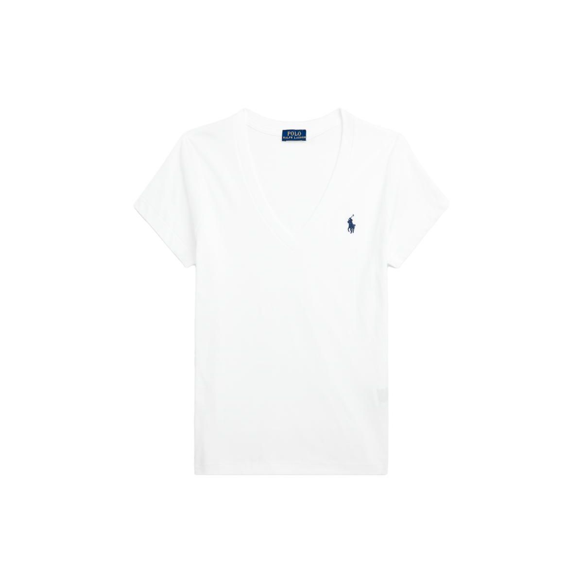 

Polo Ralph Lauren Однотонная трикотажная футболка с V-образным вырезом и вышивкой логотипа SS23 Женские топы Белый WMPOKNINCU20704-100 M