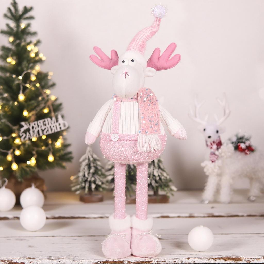 1 Stück Neuer Weihnachtsmann Schneemann Elch Rosa Pailletten Teleskop-Puppe Frohe Weihnachten Dekorationen Fenster-Requisiten Passende Zubehör Ornamente