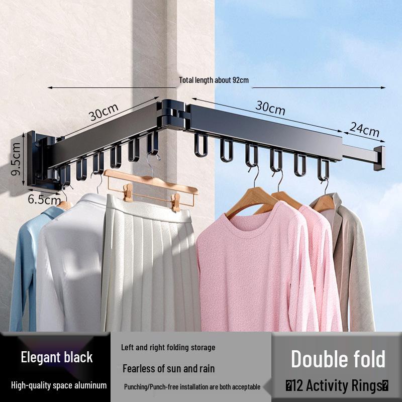 Wall-Mounted Retractable Aluminum Clothes Drying Rack for Balconies and Dorms