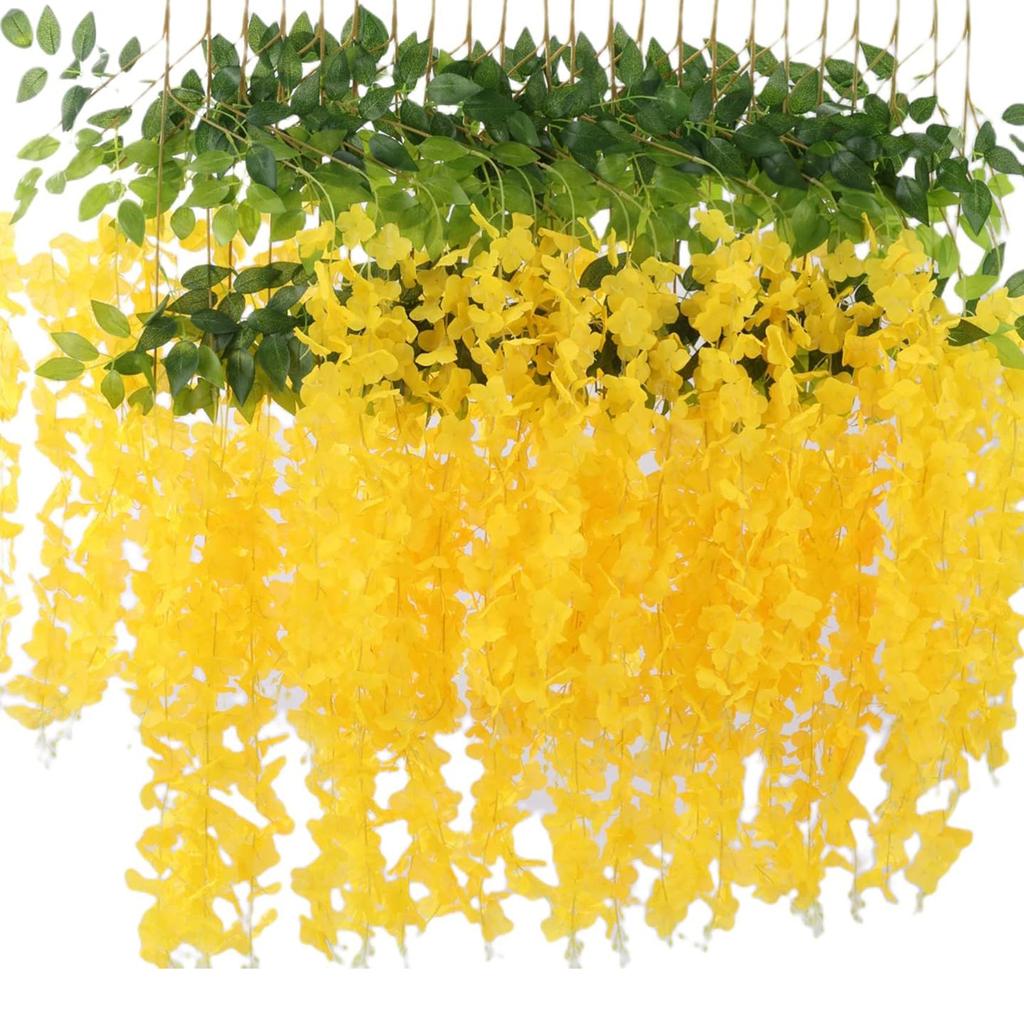 12PCS Artificial Flowers Rattan Home Festival Wedding Celebration Party Outdoor Garden Wall Garland DIY Gift Box Decor Accessory