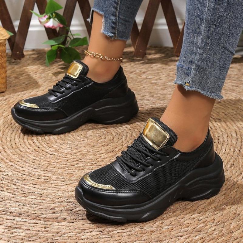 Fashion Women'S Fashion Sneaker Lace Up Running Casual Max Cushioning Walking Tennis Flat Vulcanized Shoes Comfortable Soft Sole Shoes