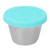 Beauty Salon Essential Oil Cup Stainless Steel Condiment Salad Dressing Container with Silicone Lid 70ml Mint Green Lid