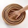 Handmade Bamboo Woven Basket for Fruits and Snacks - Round Living Room Storage Tray