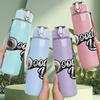 1PC Blessed Life Text Art Print 750ml Color Plastic Sports Water Bottle Leakproof Flip Straw Lid Suitable for Sports Office Home Use