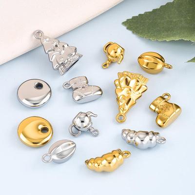 Simple Stainless Steel Christmas Tree Teapot 3D Charm Pendant for DIY Earrings & Necklaces - Titanium Steel Handcrafted Jewelry Accessory.
