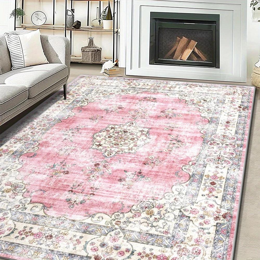 Floral Area Rug - Soft Carpet Non-Slip Washable Home Decoration for Living Room Bedroom Dining Room Office Printed Floor Mat