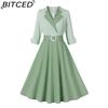 BITCED Abito Elegante Vintage da Donna con Vita Sagomata, Manica a Tre Quarti e Gonna Ampia