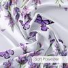 Purple Floral Shower Curtain Purple Lavender and Butterfly on White Shower Curtain for Bathroom, Rustic Flower Plant Shower Curtain Set Durable