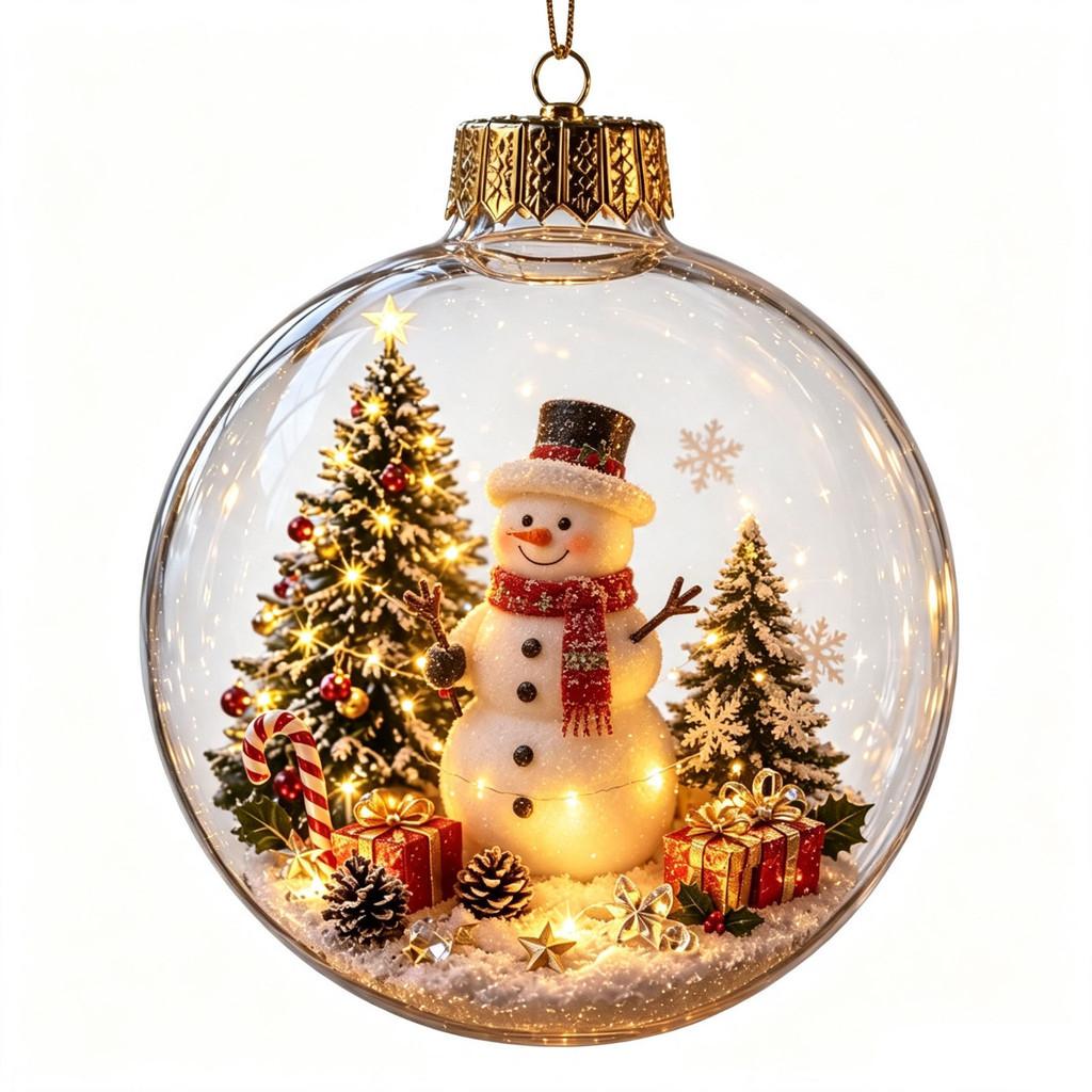 Christmas Creative Lighted Star Acrylic Garland With Snowman Decor For Home Festivities