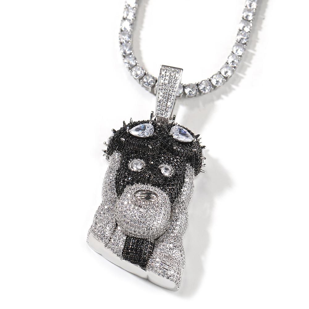 THE BLING KING Schwarz Weiß Jesus Anhänger Iced Out Zweifarbig Zirkonia Anhänger Halskette Hiphop Schmuck