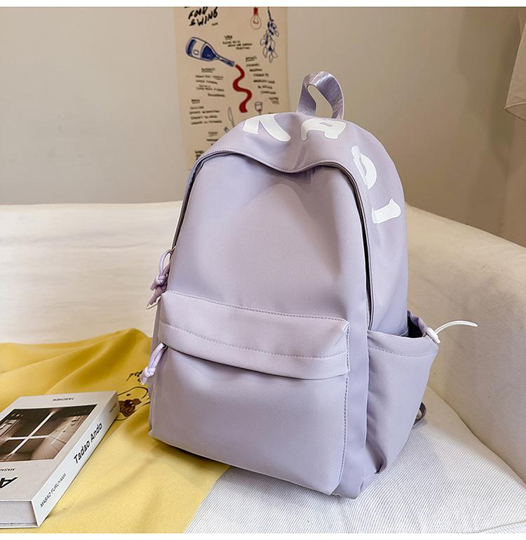 School bag Mori casual simple versatile college student school bag fresh and sweet solid color with letters light large capacity backpack