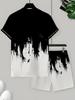 Men 2Pcs Los Angeles Letter Print T-shirt Shorts Set Summer Casual Outfit