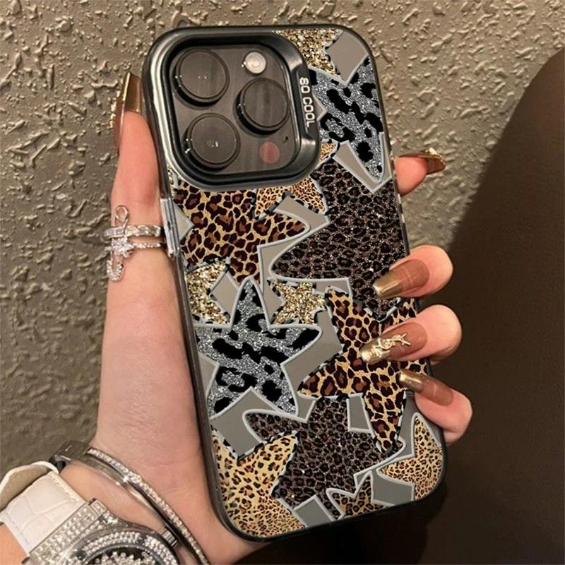 Creative Leopard Print Phone Case for 16 15 14 13 12 11 Pro Max iPhone 17 Air 16E Anti-Fingerprint Anti-Shock Back Cover