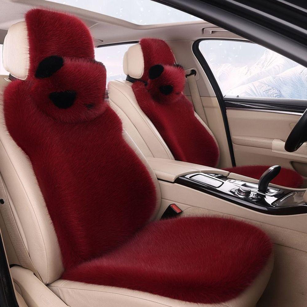 Non-slip Car Plush Cushion Cartoon Panda Backrest Lumbar Support Car Headrest Waist Support  Winter