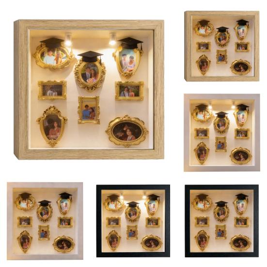 Набір «Зроби сам» Міні-музей Силуетна коробка зі світлом Міні-музей Рамки для фотографій з випускними ковпаками Вітрина для спогадів для випускників